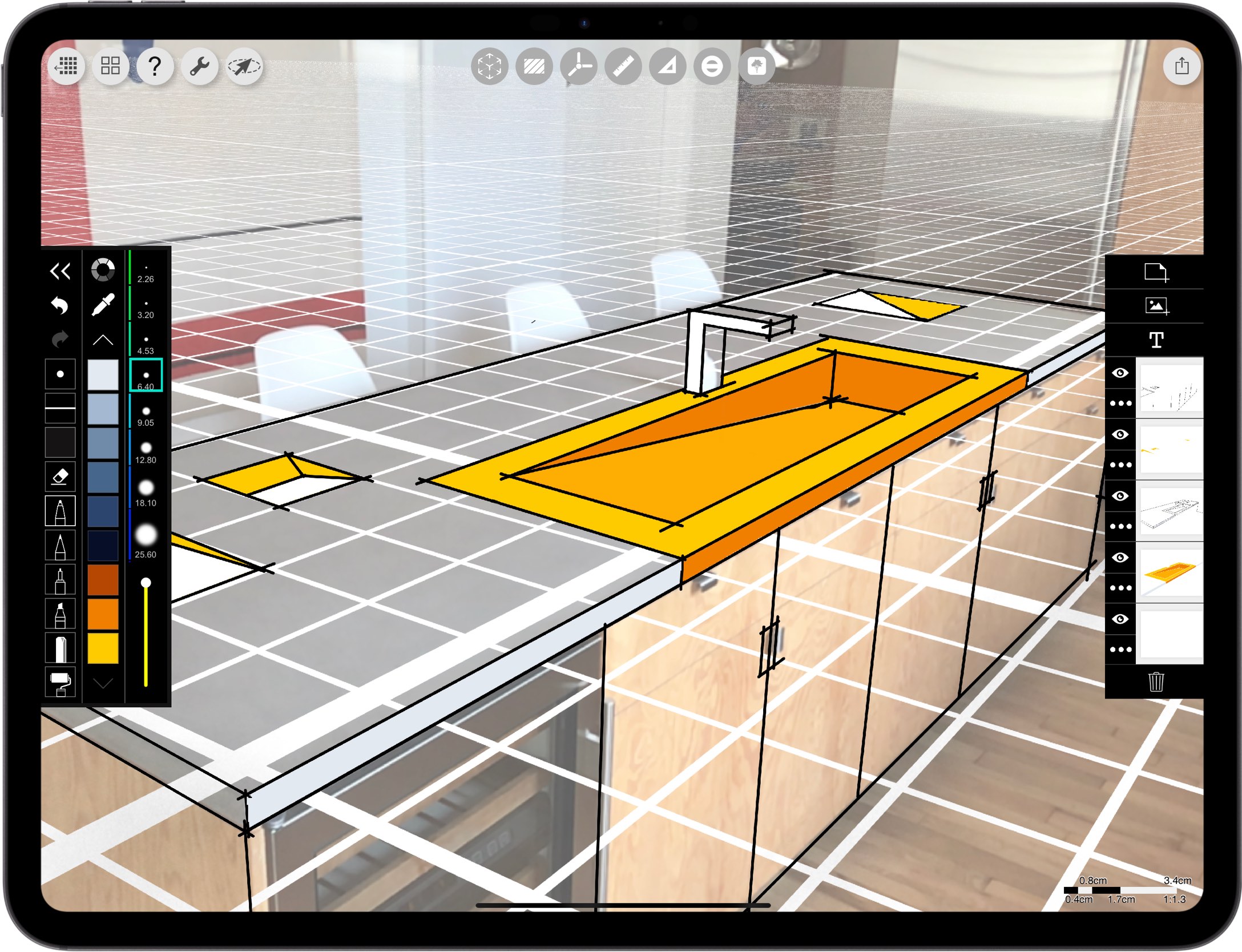 best App for architects _ iPad drawing for DYI _ kitchen sketch